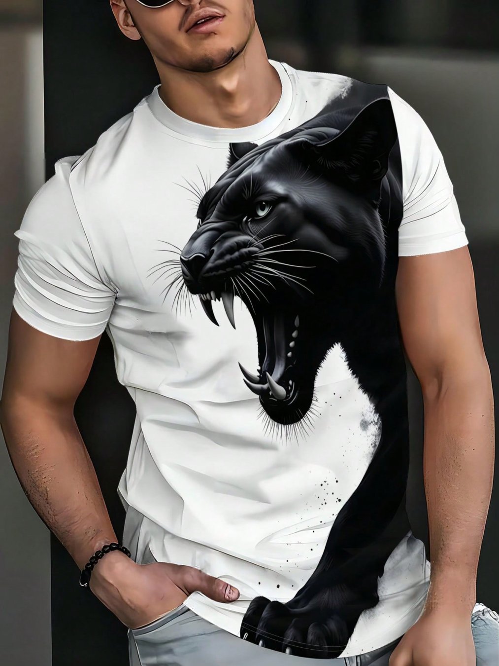🛒Camiseta Esportiva Casual Masculina com Estampa 3D - Design de Estilo de Rua da Moda, Gola Redonda Respirável, Ajuste Regular, Lavável em Máquina, Top Casual de Verão, Camiseta de Gola Redonda Diária, Tecido Leve e Confortável, 100% Poliéster, Tecido Lev